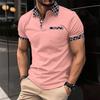 Men's Casual Color Block Polo Shirt with Chest Pocket & Turn-Down Collar