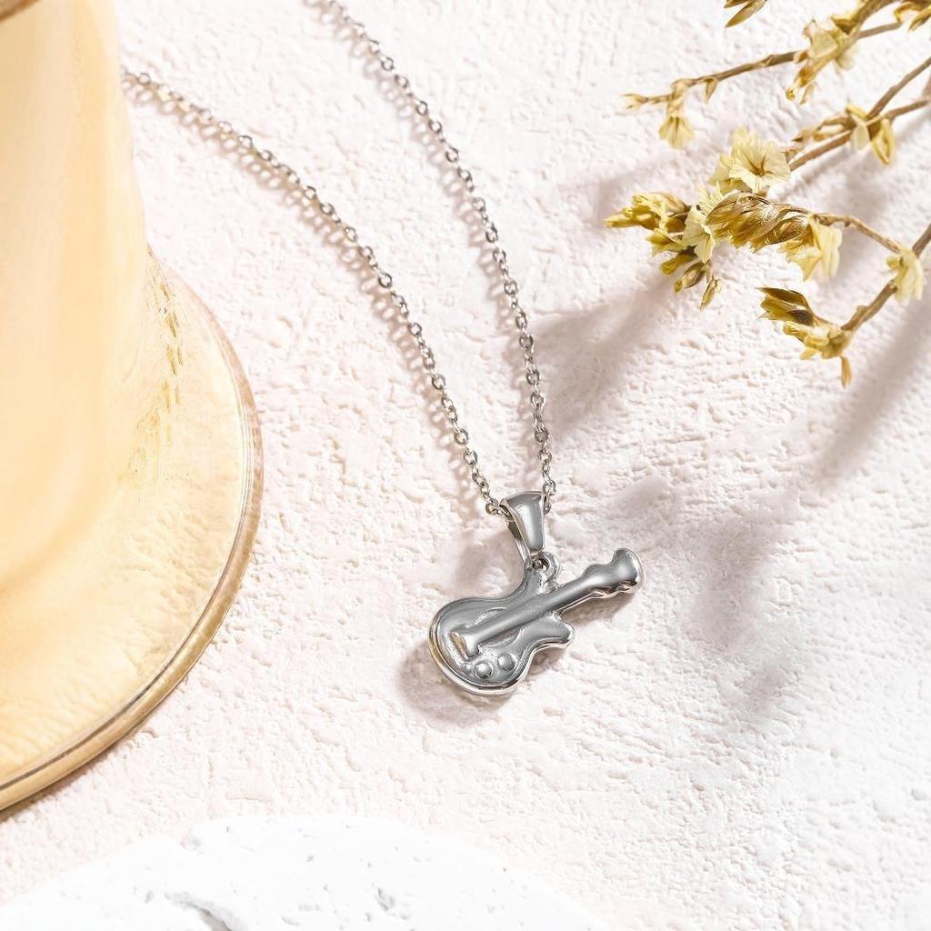 High-Grade Titanium Steel Violin Necklace: Luxury Pendant for Men & Women