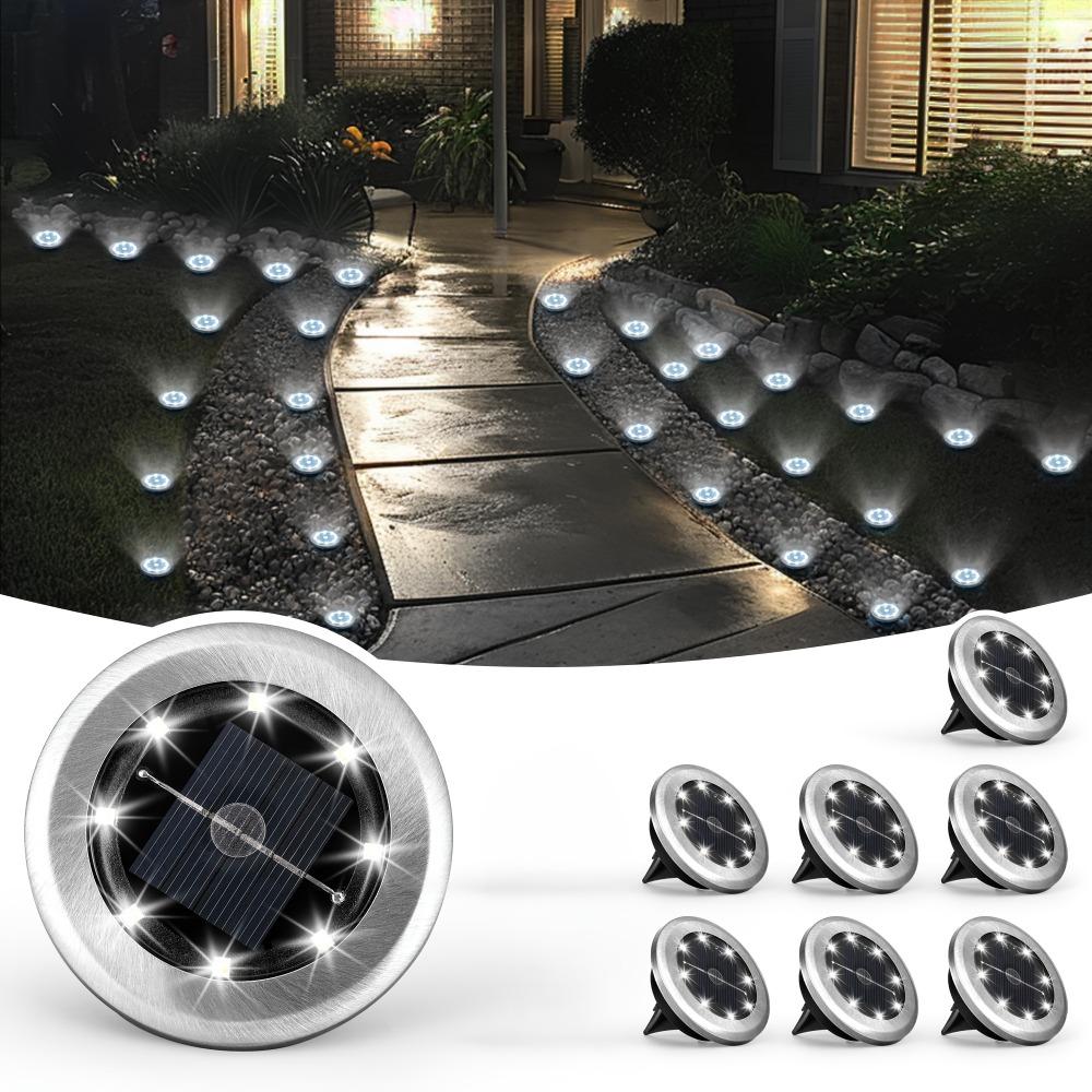 Solar Ground Spotlight Geo Lights,Outdoor Landscape Lights,LED Rotating Disc Lights,Garden Lawn Lighting,Floor Lamp, Pathway Yard Walkway Patio Lawn