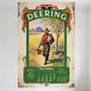 Vintage Deering December Calendar Metal Tin Sign - Early 20th Century Style, Wheat Sheaves, Husky Dog, Manor Scene, Home Office