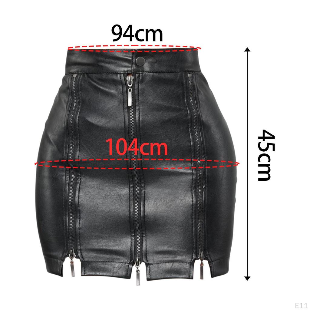 Casual Women PU Leather Skirt Clothes High Waisted Dress Y2K Black Pencil Bodycon for Girl