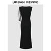 UR 2026 Spring Women's Cowl Neck Bow Pleated Waist Dress