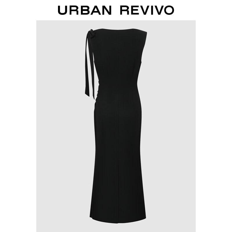 UR 2026 Spring Women's Cowl Neck Bow Pleated Waist Dress