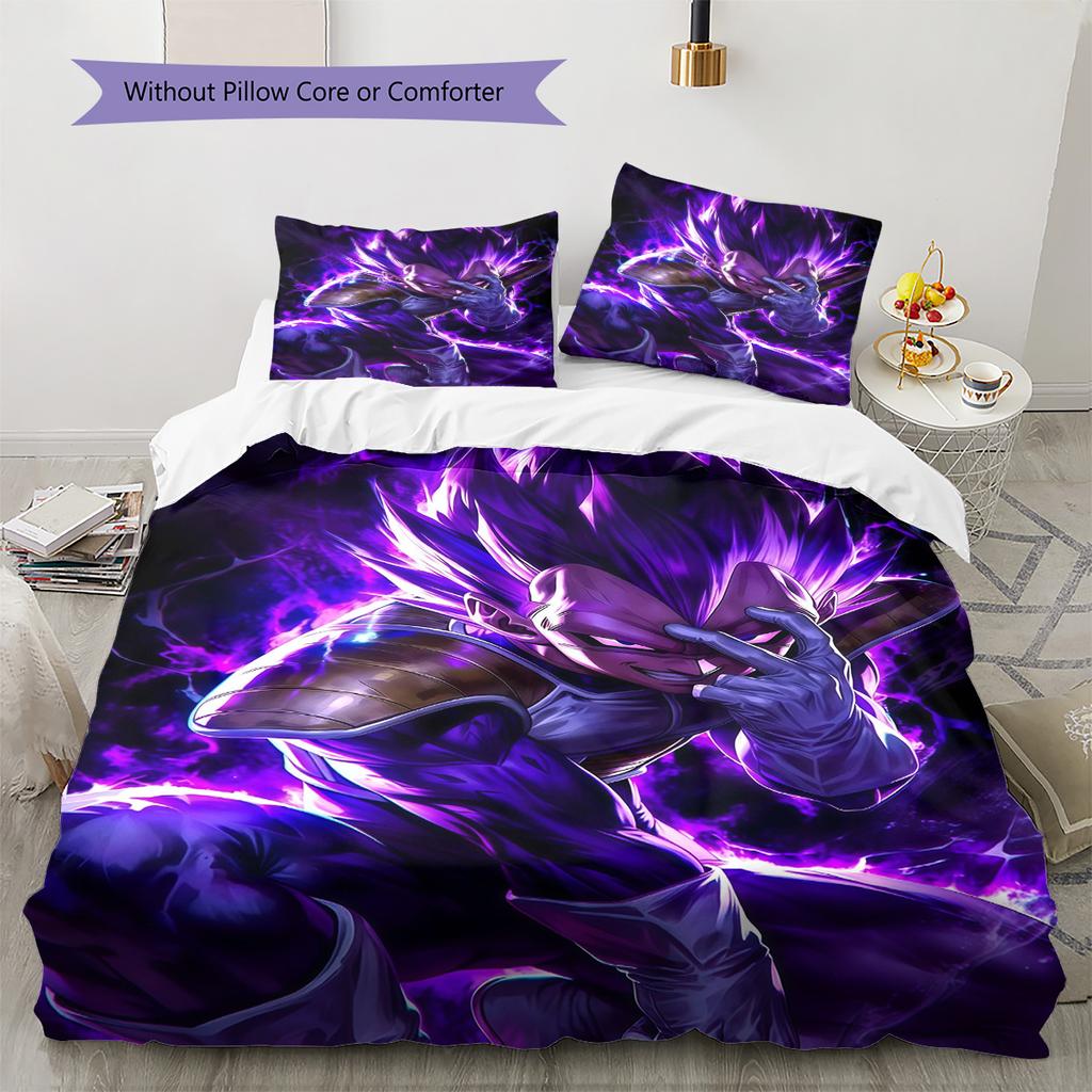 DBZ Patrón de Impulso Juego de Colcha Ropa de Cama Funda de Colcha Funda de Almohada Decoración del Hogar Regalo de Cumpleaños (1 * funda nórdica + 2 * fundas de almohada, sin núcleo)