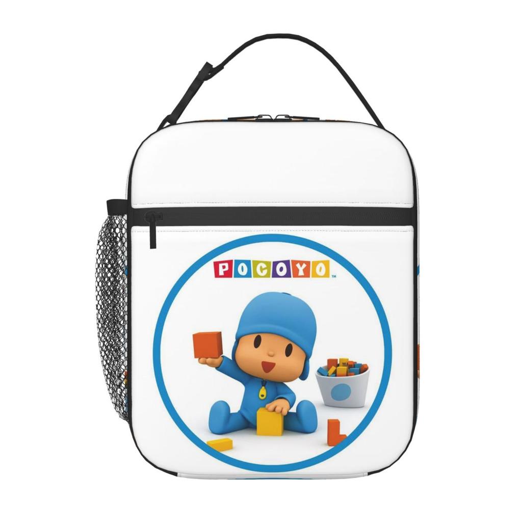 Blue Pocoyo Kids Cartoon Insulated Lunch Bag for Women Kids Leakproof Food Boxes Thermal Lunch Box Tote