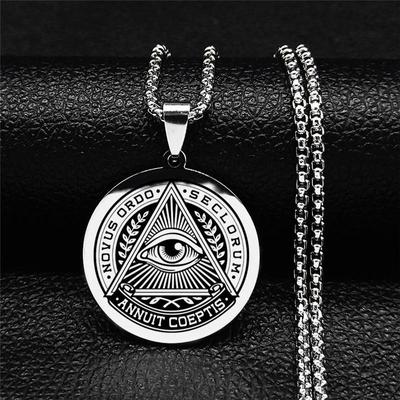 „Illuminati Providence“ viską matanti akis „Dievo akis“ pakabukų kaklo papuošalai, moteriški vyriški, nerūdijančio plieno kaklo papuošalai