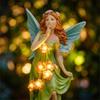 Resin Fairy Figurine Garden Decoration Solar Powered Night Light Outdoor Patio Yard Miniature Landscape Ornament