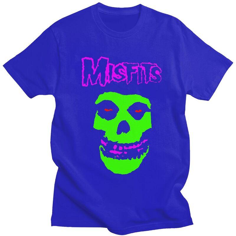 Custom Horror Punk Rock Misfits Skull T Shirt for Men 100 Cotton Tshirt Leisure Tees Tshirts Slim Fit