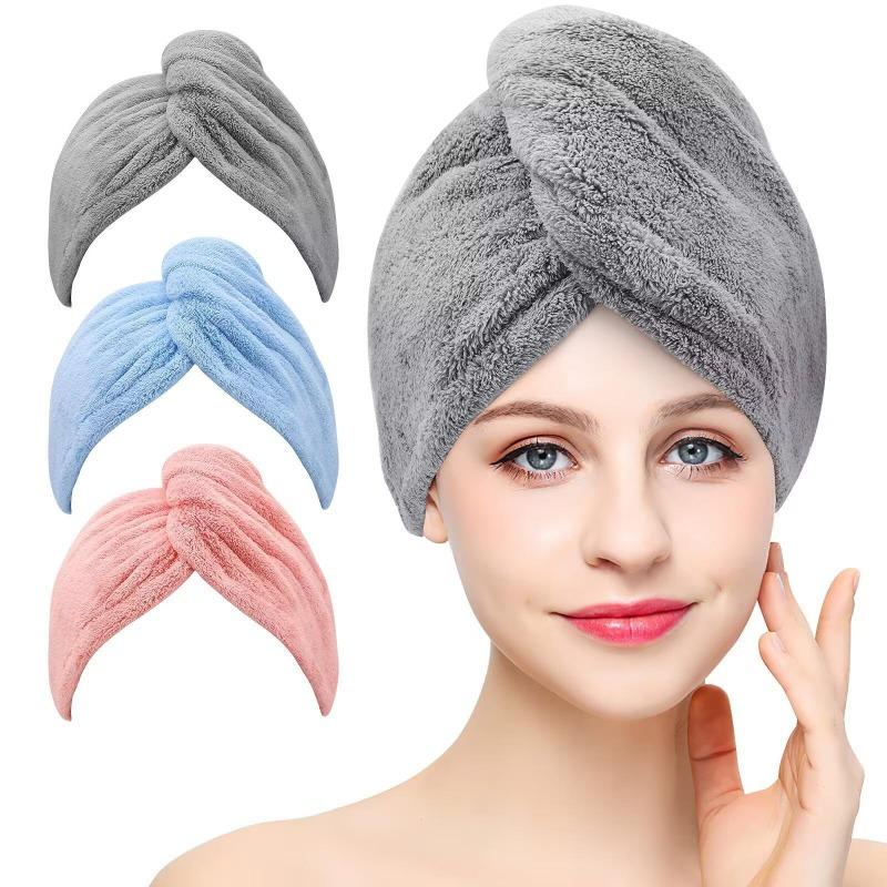 1 Piece Coral Velvet Dry Hair Cap Thickened Absorbent Microfiber Towel Shower Cap Towel Women's Sauna Cap Quick Drying Hair Cap Women's Headscarf