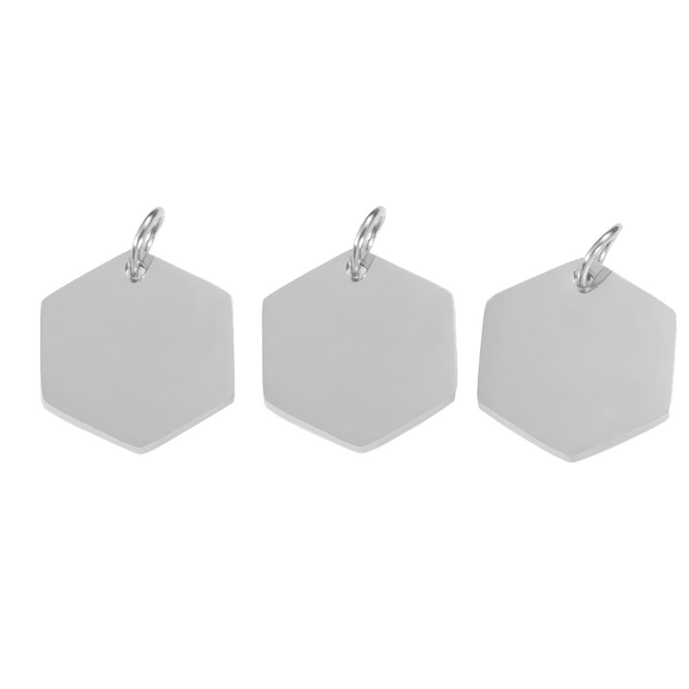 10Pcs/Lot High Quality Polished Stainless Steel Hexagon Shape Pendant Charms Suitable for Bracelet Necklace DIY Jewelry Making