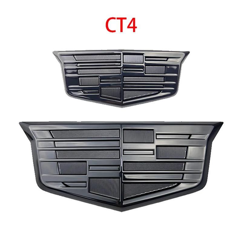 2PCS Car Front Rear Logo Cover Grille Trunk Badge Stickers for Cadillac CT4 2025 2024 2017 2020 Replacement Emblem Accessories
