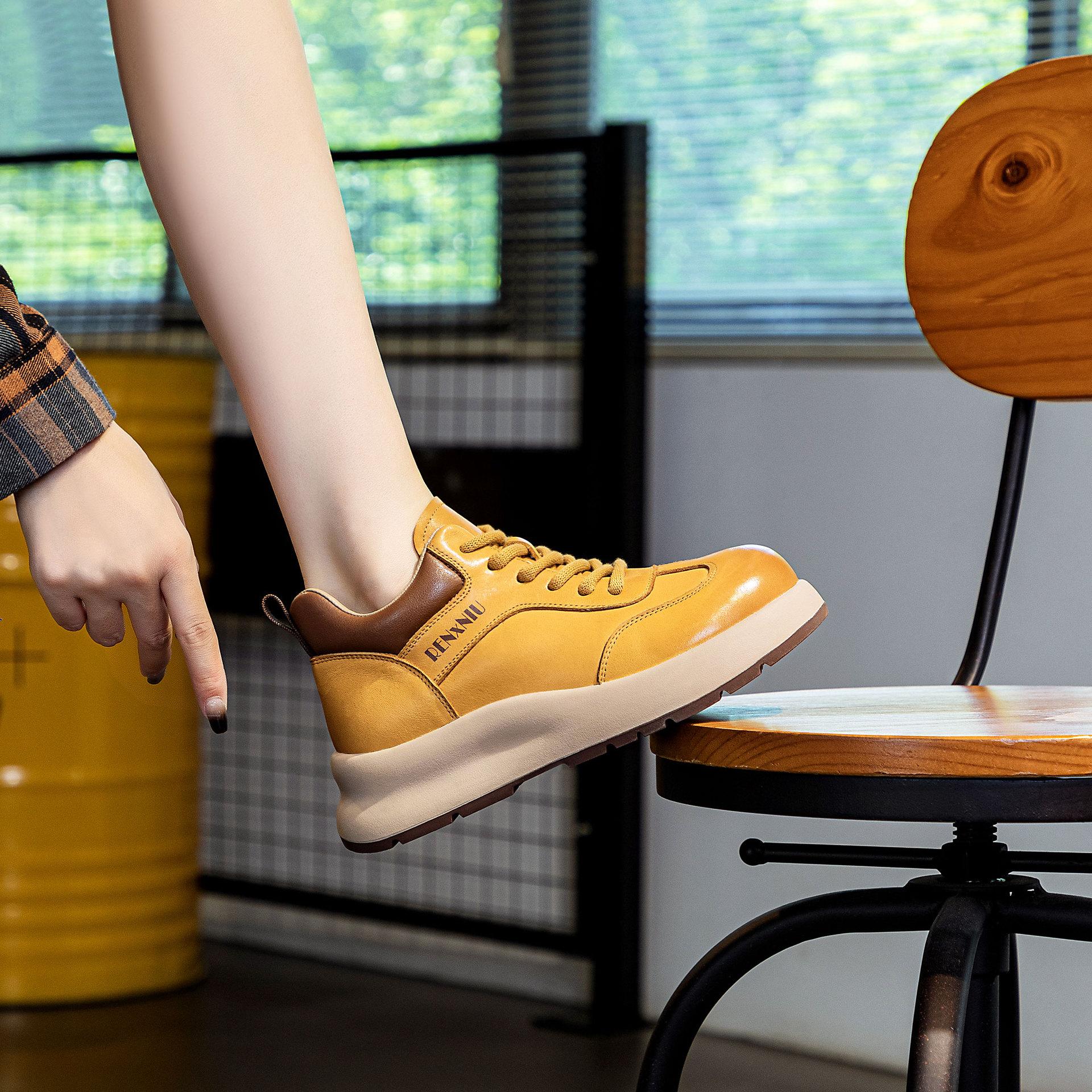 

Ботинки из ревеня Короткие ботинки Толстая подошва Спортивная повседневная женская обувь 40 жёлтый