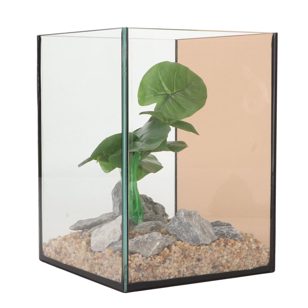 Glass Aquarium Mini Compact Ingenious Safe Low Noise Free Water Change Fish Tank Kit for Tabletop