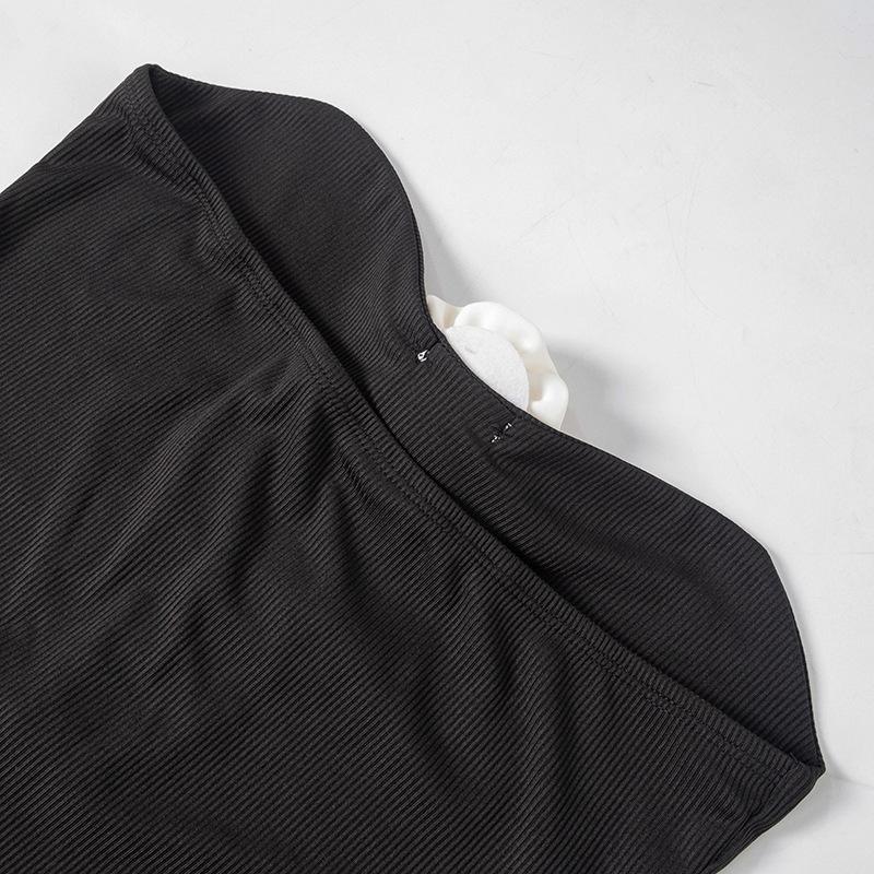 Women's Fashion Three-dimensional Flower Decoration Sexy Spice Girl Style Short Plunge Top