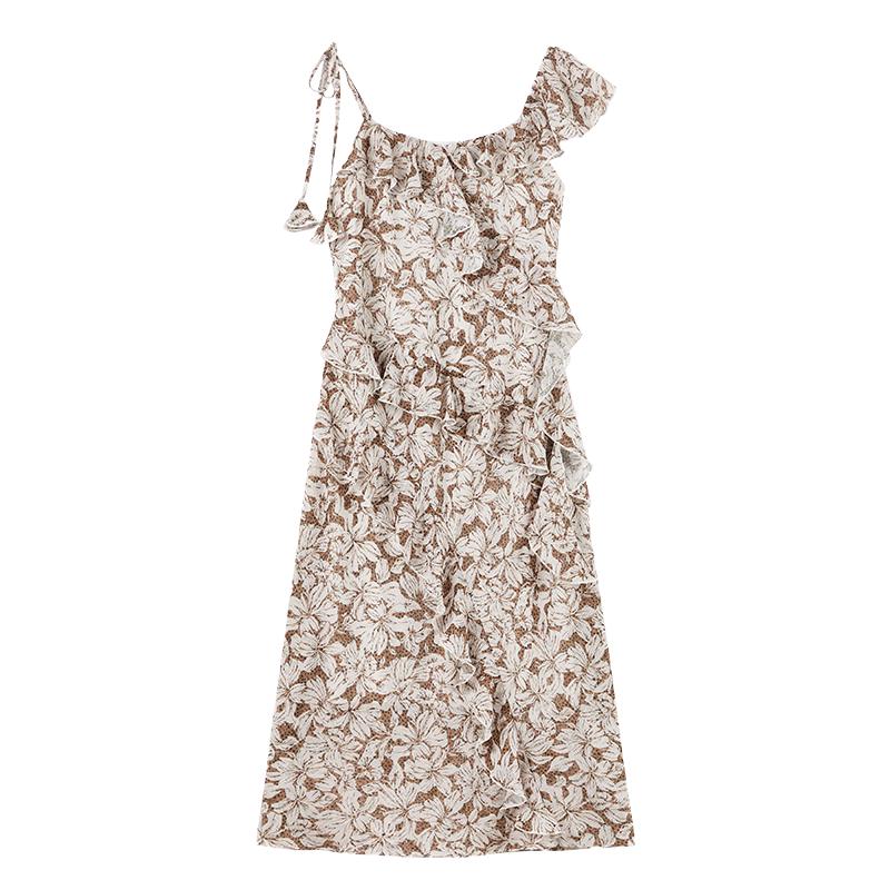 Elegant Ruffle Printed Dress