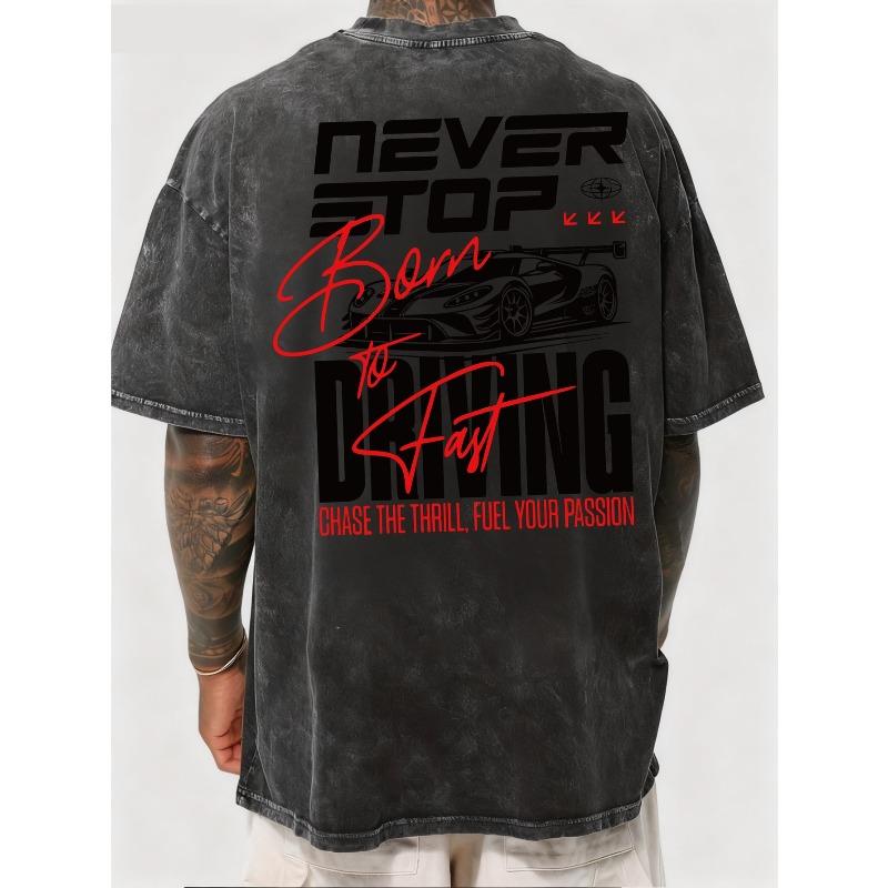 

European sizes Distressed T-Shirt for Men, Featuring a Unique Print Design, Perfect for Christmas S чёрный