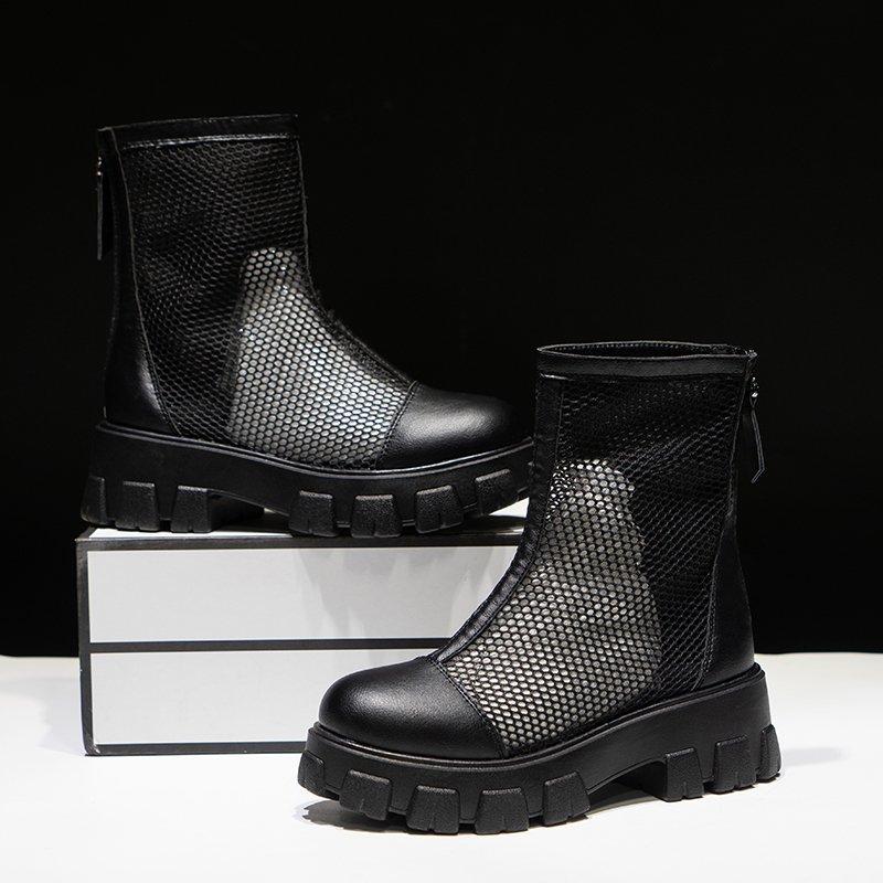 Fashion Aphixta Plus Big Size 42 43 Summer Breathable Platform Boots Lace-up 6cm Thick Sole Women Back Zipper Height Increasing Boots