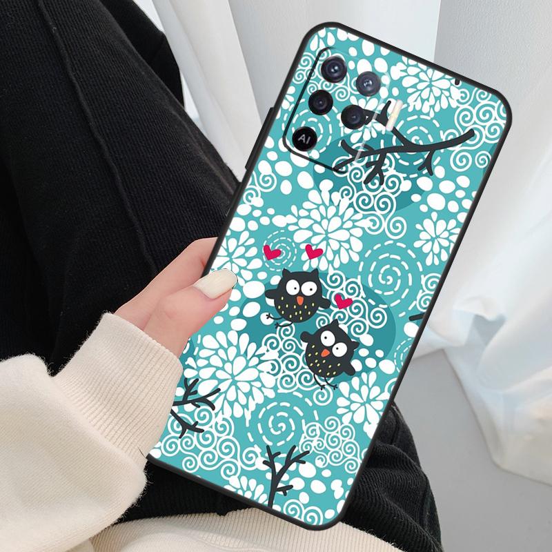 Cute Owl Cartoon Case For Oppo A18 A38 A58 A78 A98 A80 A60 A40 A96 A76 A16 A94 A74 A54 A15 A17 A57 A77 A5 Pro