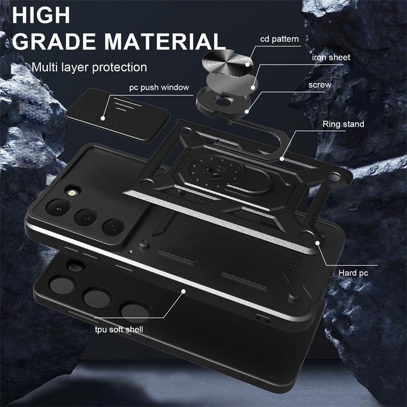 Funda For Tecno Sprak 40 Pro 4G Case Slide Camera Protect Armor Phone Case For Spark 40C Spark40 40Pro Magnetic Ring Stand Cover