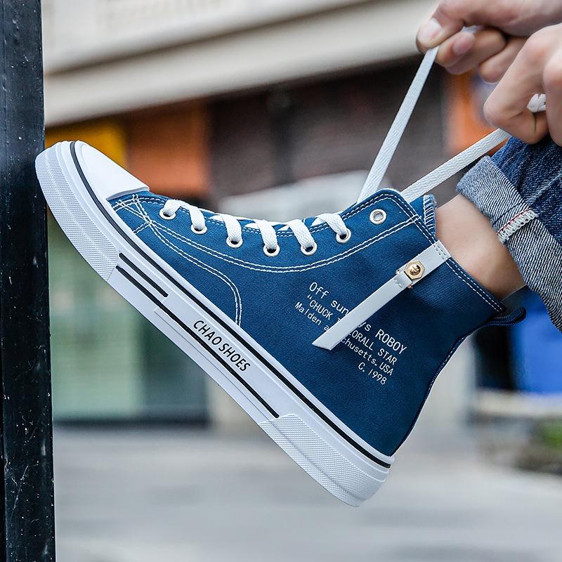 Herbst neue High-Top Herren Canvas Schuhe Mode Einzelne Schuhe Trendige Herrenschuhe Atmungsaktive Freizeitschuhe