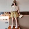 Summer Girls'  Clothing Sets  Casual Short Sleeve T-shirts Short Pants Two-piece Set Cute Children Clothes Suits