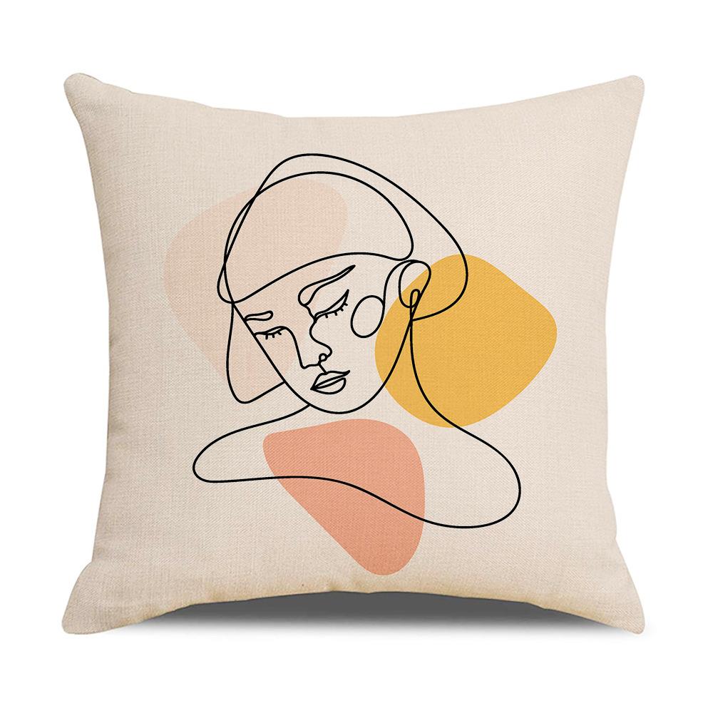 Modern Simple Geometric Abstract Illustration Linen Pillow Cover New Home Sofa Cushion Cover Cushion Cover