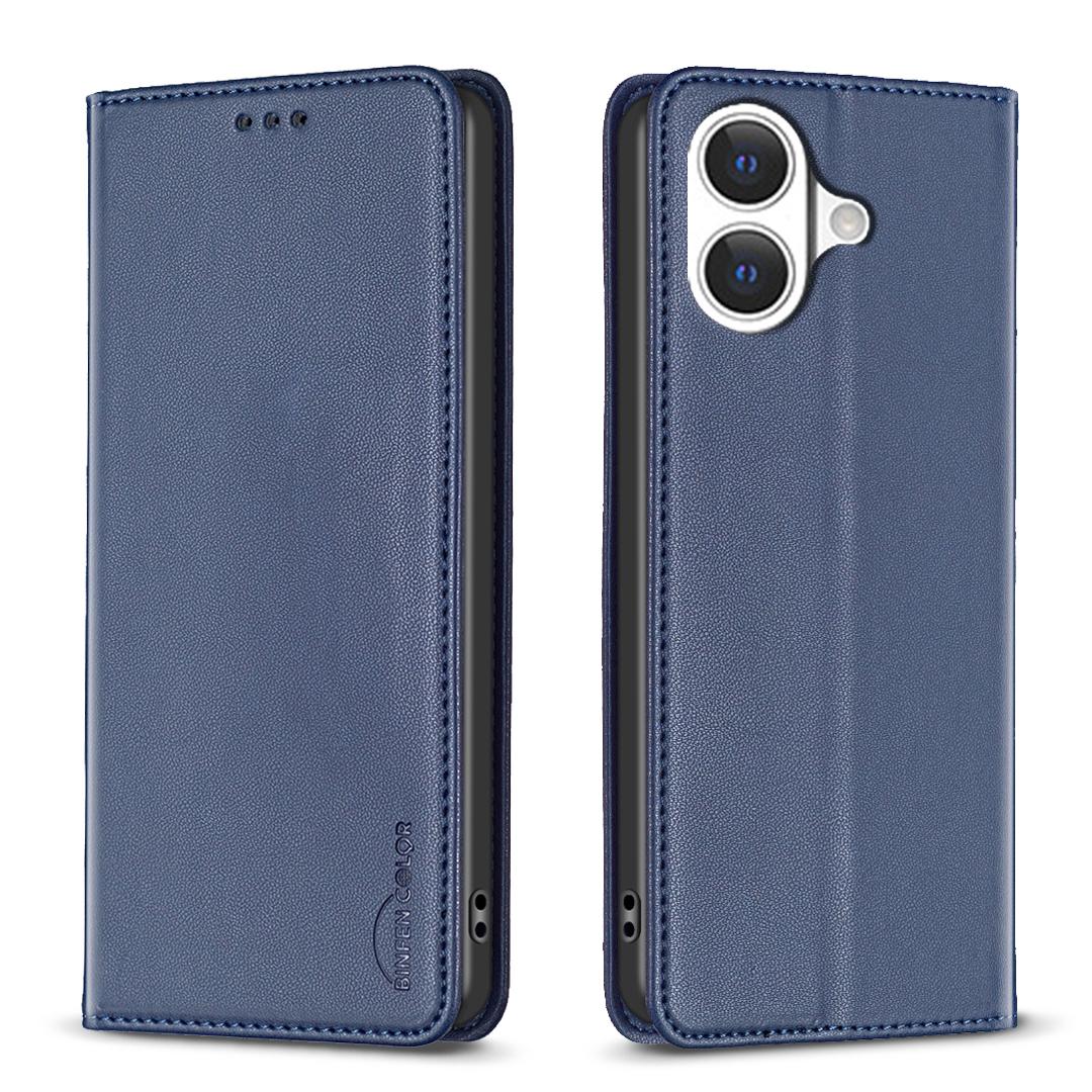

Для iPhone 17 Шкіряний чохол BINFEN COLOR BF18 Чохол-підставка для телефону з відділеннями для карток Blue