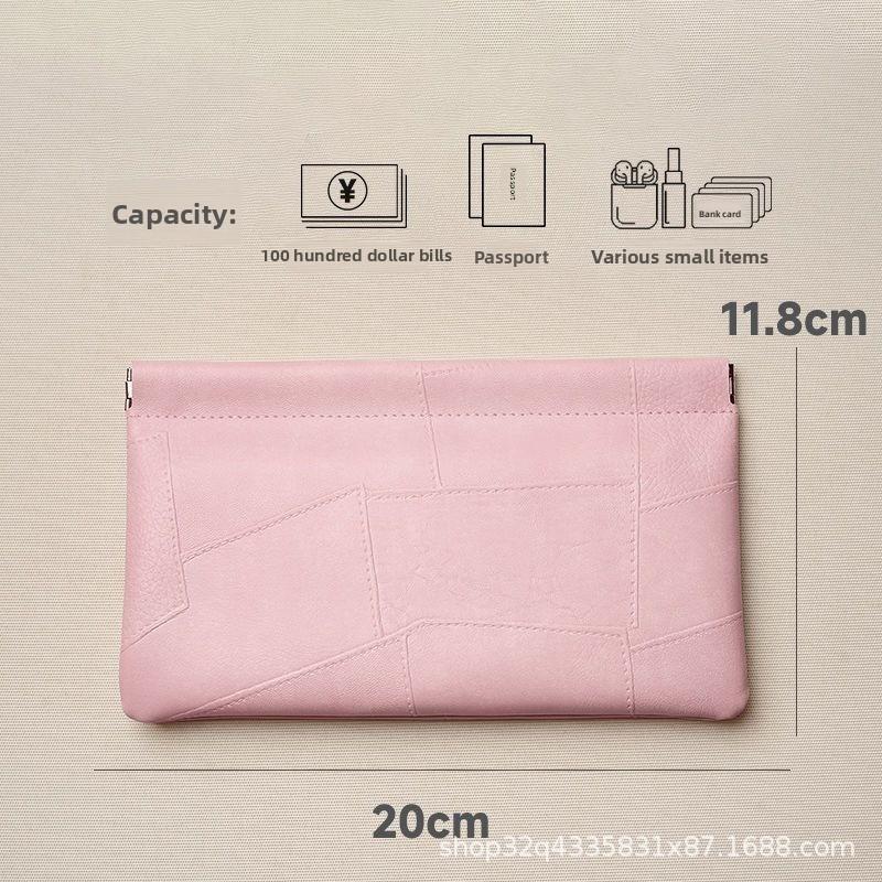 

New Leather Portable Coin Purse Multifunctional Long Wallet Passport Cash Cosmetics Headphone PouchTravel Hand-held Storage Bag рожевий