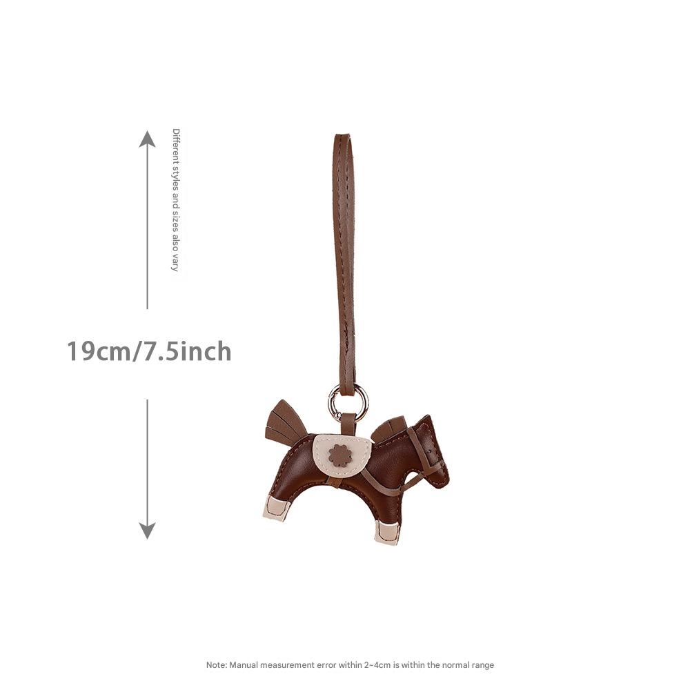3D Trendy Designer PU Leather Rocking Horse Keychain Pony Horse Pendant Decoration For Ladies Bag Keyring Charm Accessories