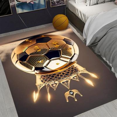 Sports Theme Carpet Mat Rug Basketball Football Baseball 3D Flame Effect Home Decoration for Teenager Room Non-Slip Floor Mat