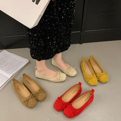 Leather Flat Shoes Single Shoes Women's New Shallow Mouth Square Head Mary Jane Shoes One Pedal Doudou Shoes