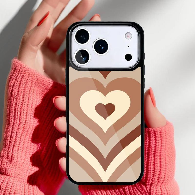 Latte Love Braunes Herz Ästhetische Handyhülle für iPhone 17 16 15 14 13 Pro Max Rückabdeckung für 12 11 Pro Hülle