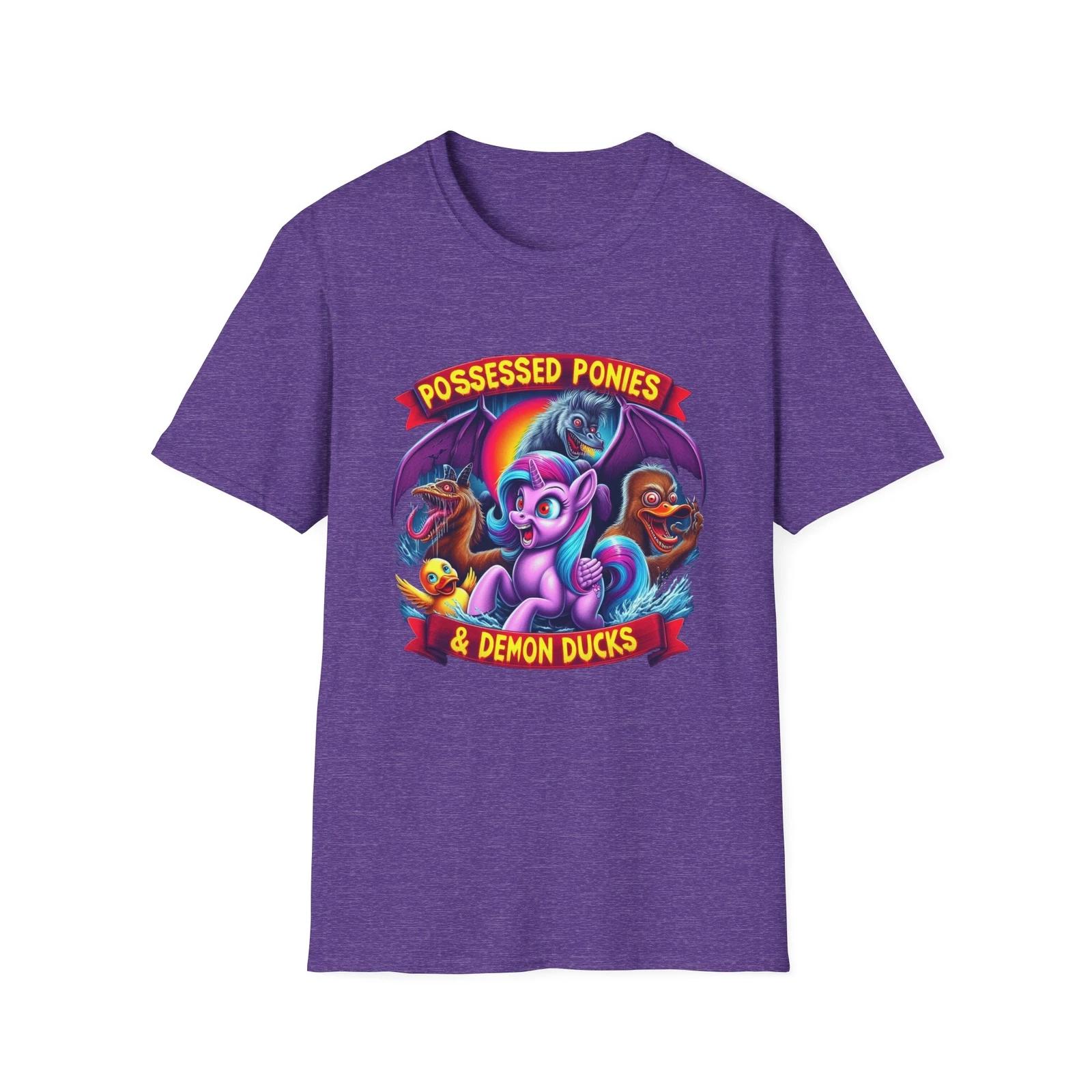 Men s and Women s T-shirts Eerie Equines & Diabolical Ducks: Possessed Ponies and Demon Ducks T-Shirt L