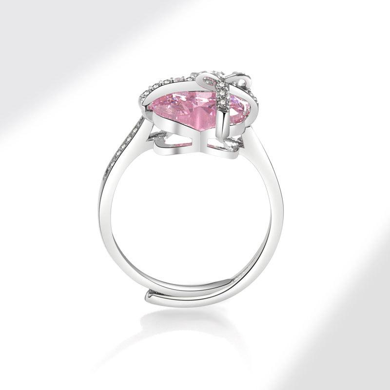 Luxury Zircon Heart Irregular Index Ring For Women Fashionable Versatile High End Jewelry Accessory