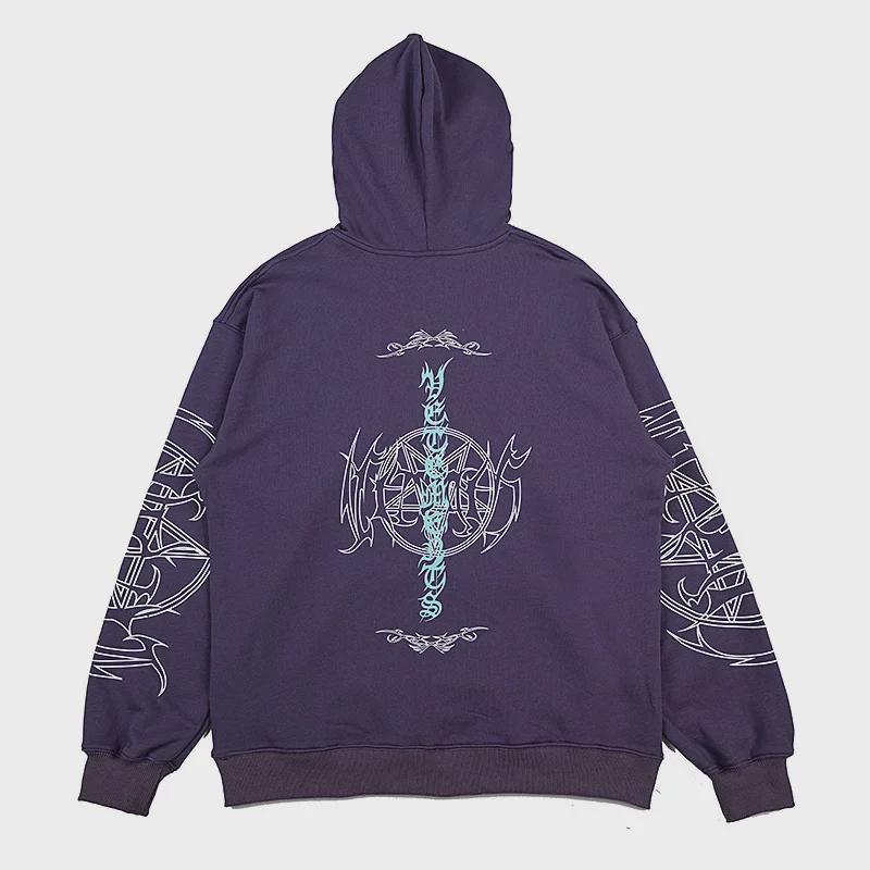 Sweat à capuche ample imprimé sanskrit hip-hop 2022 pour hommes et femmes