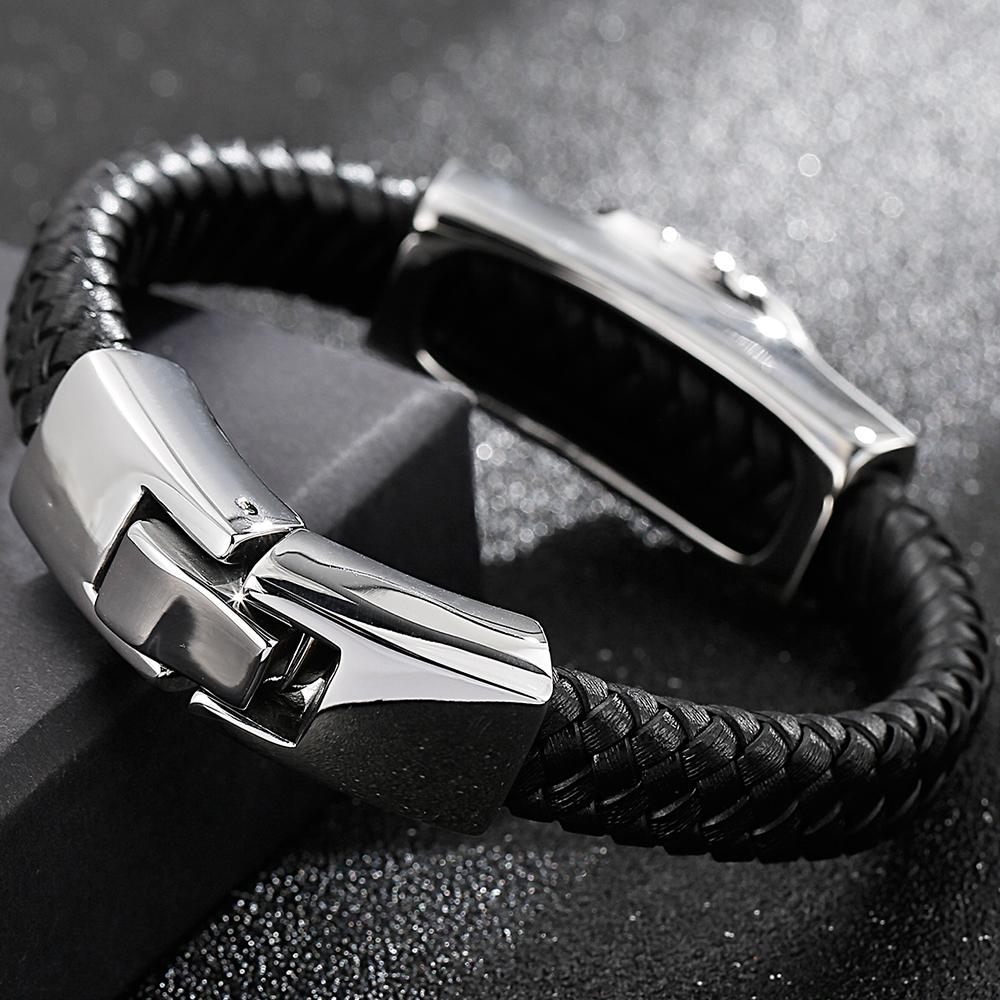 Gotiska Djursmycken 316L Rostfritt Stål Kung Lejonhuvud Armband för Män Herr Flätat Läder Manschett Wrap Armband Armband