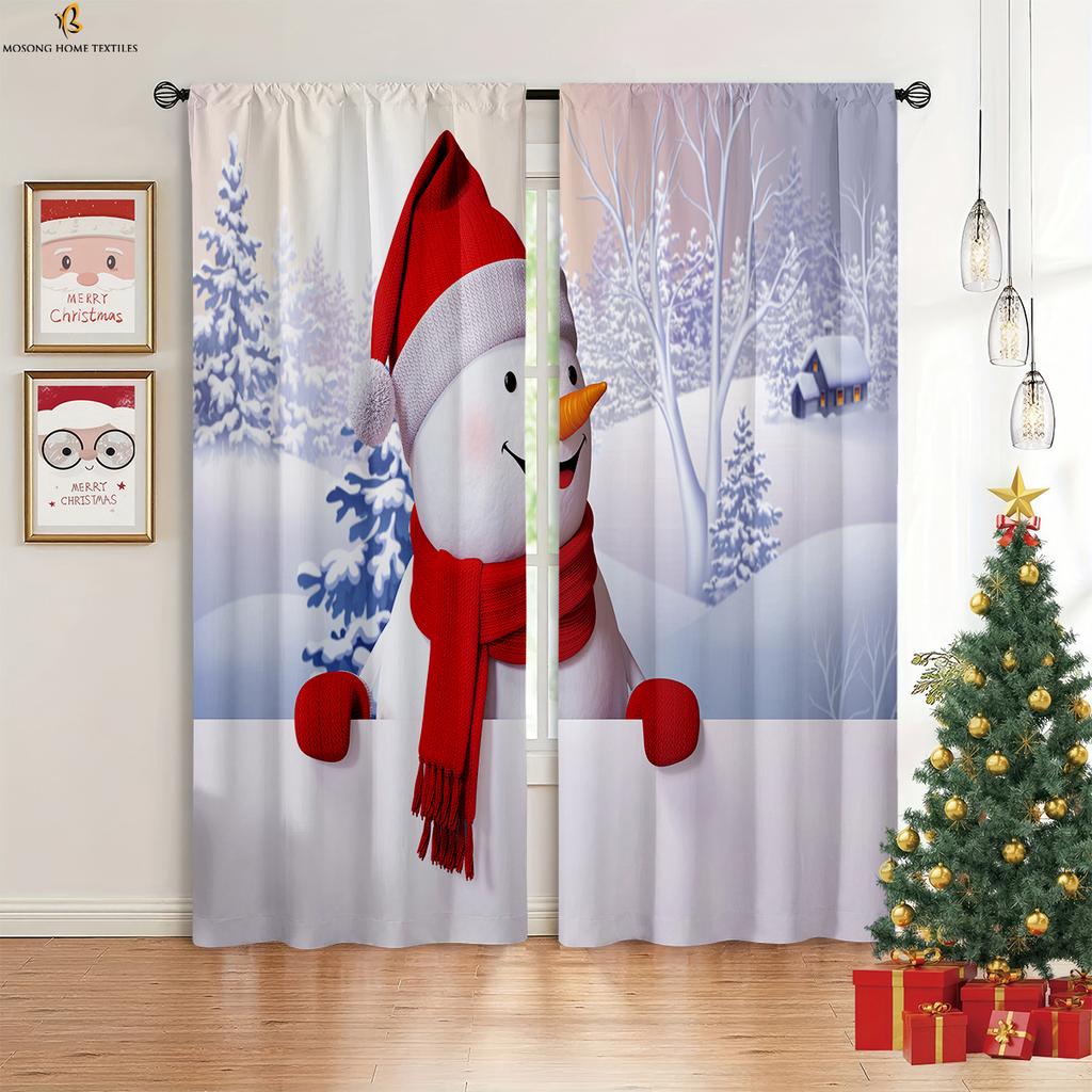 Weihnachtsbaum Schneeflocke Cartoon Druck Vorhänge Retro Klassische Dekorative Vorhänge Schlafzimmer Restaurant Party Dekorative Vorhänge