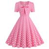 Women's clothing supply square neck short sleeve bow big pendulum polka dot's retro dress
