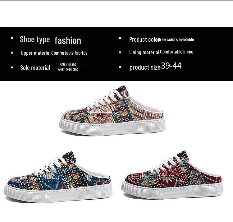 Men's Trendy Breathable Canvas Slip-On Sneakers - Versatile Summer Half-Slippers