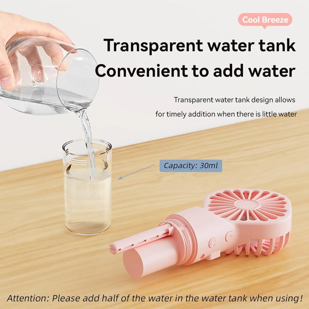 Mini Handheld Mist Fan Portable Humidifier Fan Portable USB Rechargeable Handheld Fan with Humidifier Mini Water Spray Hand Fan