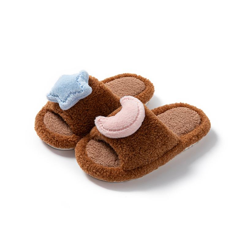 Xingyue open plush slippers contrasting colors European and American plush slippers warm home cotton slippers