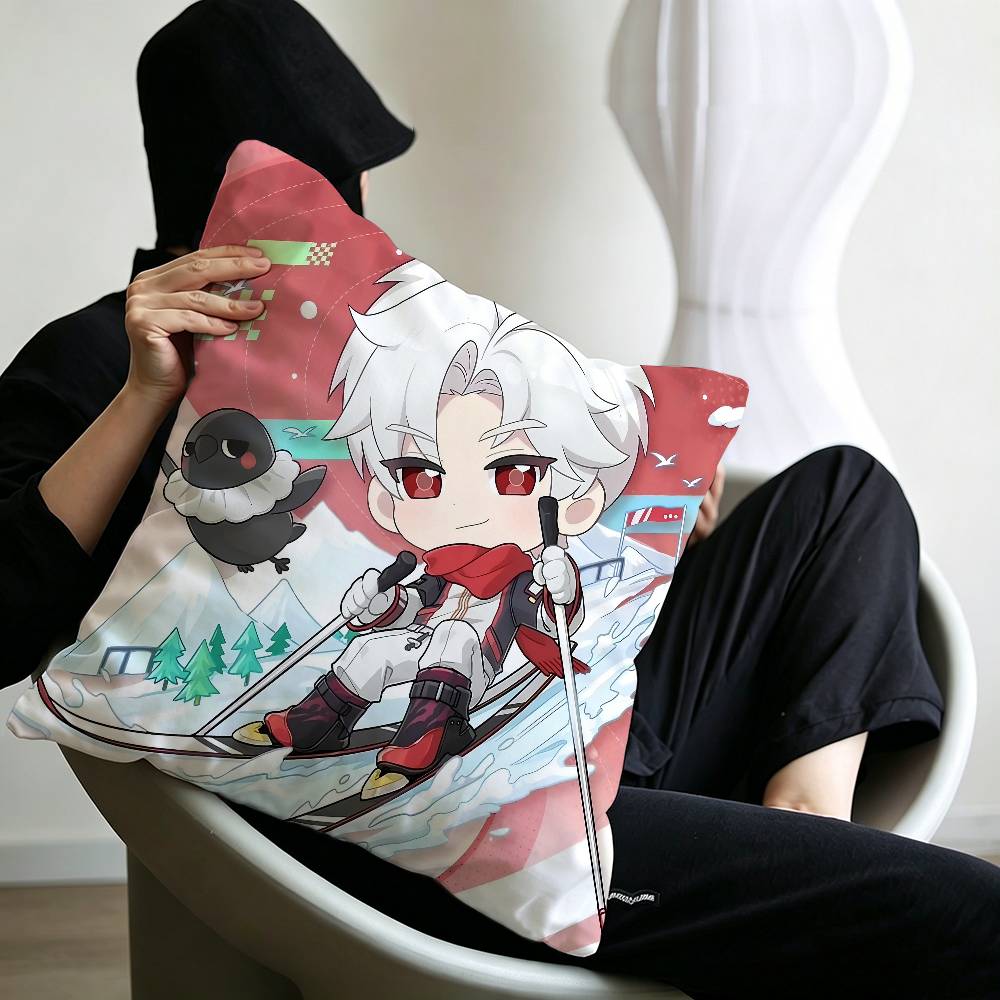 cute Love and Deepspace Sylus chibi art Personalized picture text home decorative pillows Household Gifts 45x45cm