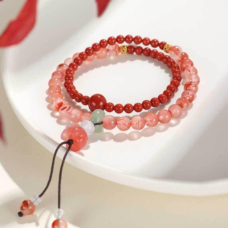 

Браслет из красного агата, браслет-нить, двойной браслет, новый китайский стиль, нишевый стиль, подарок на день рождения, практичные украшения для девочек Ice Sculpture South Red Bracelet