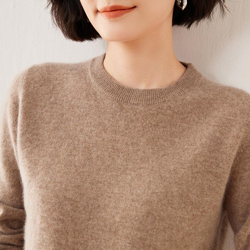 2025 A/W Cashmere Round Neck Knitwear - Soft Fluffy Loose Long Sleeve Pullover Sweater
