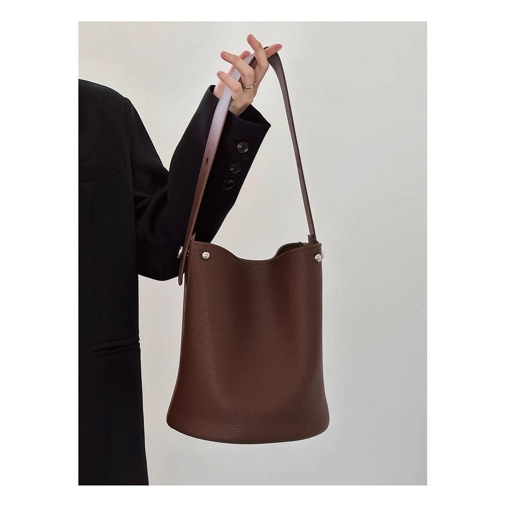 Lila Eimer Tasche Tasche Damen Textur Große Kapazität Fauler Stil Pendler Gemüsekorb Schultertasche Henkeltasche