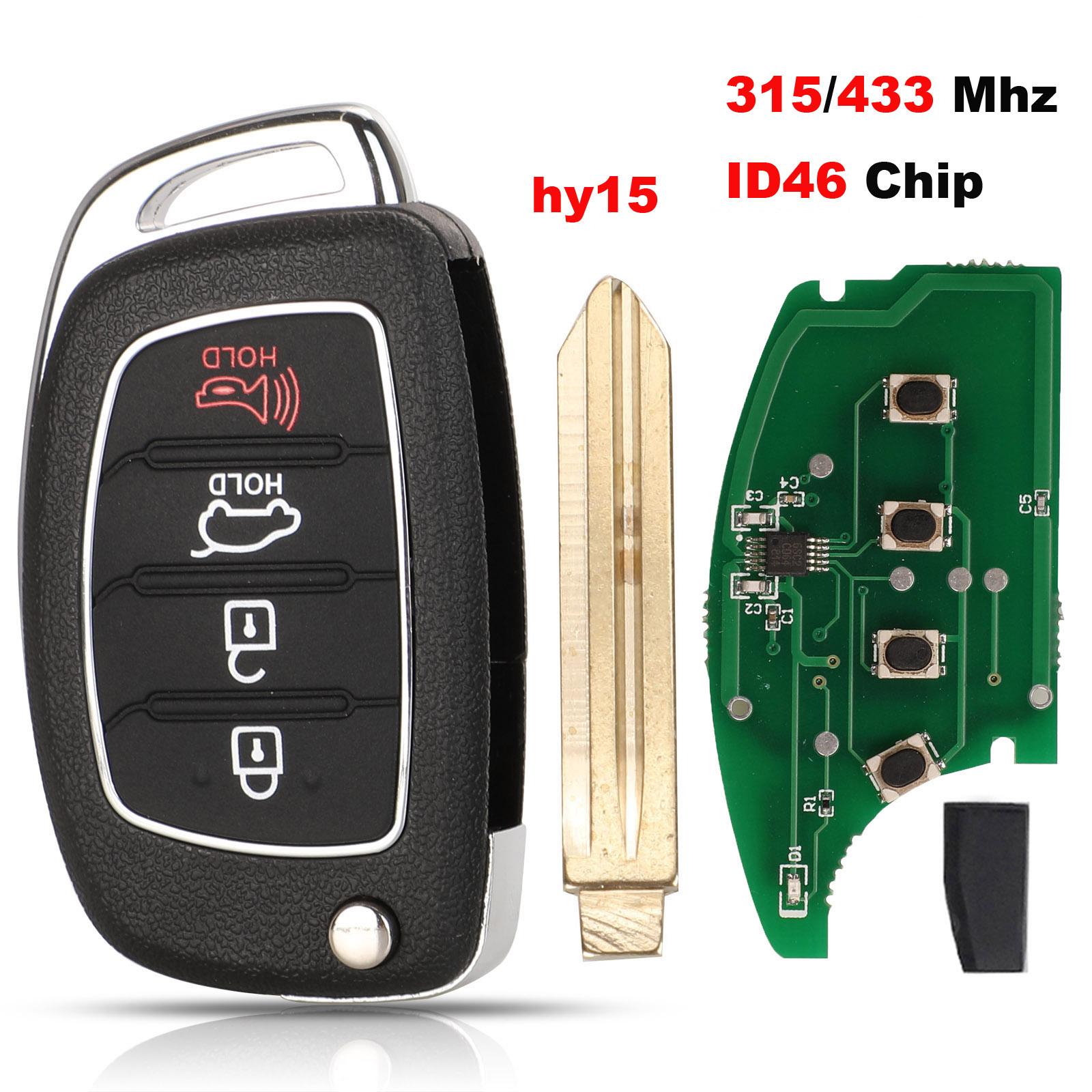 

jingyuqin 4B 315/433 МГц с чипом ID46 дистанционный ключ автомобиля для Hyundai IX35 i20 ключ управления с лезвием 1ps богатый лаванды