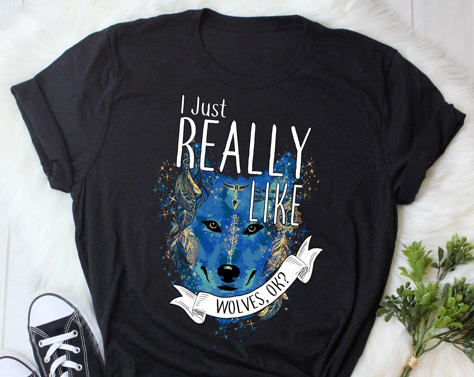 Funny Wolf Shirt, , Animal Lover Gift, Cute Blue Boho T-shirt, Furry Pride Tshirt, Furry Fandom Fursona Tee, Nature, Conservation 100