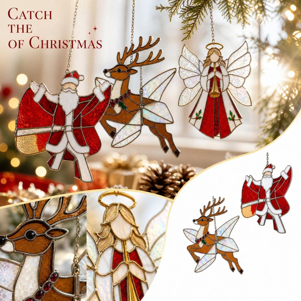 Christmas Light Catcher Hanging Ornament for Christmas Tree and Window Decoration