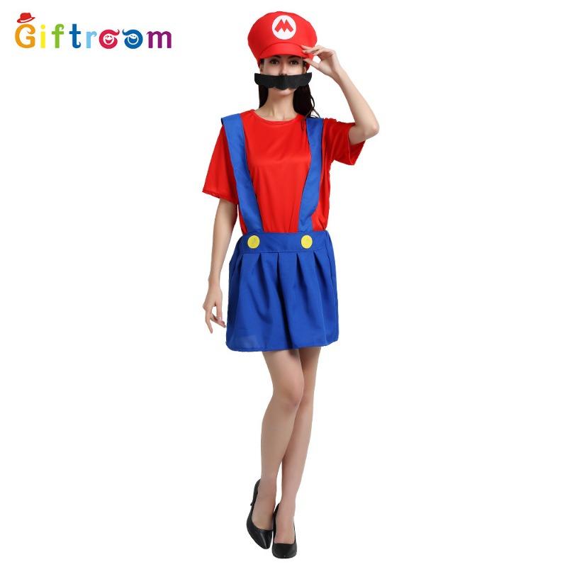 Halloween Adult Costume Masquerade Super Mary Adult Mary Dress Cartoon Game Uniform
