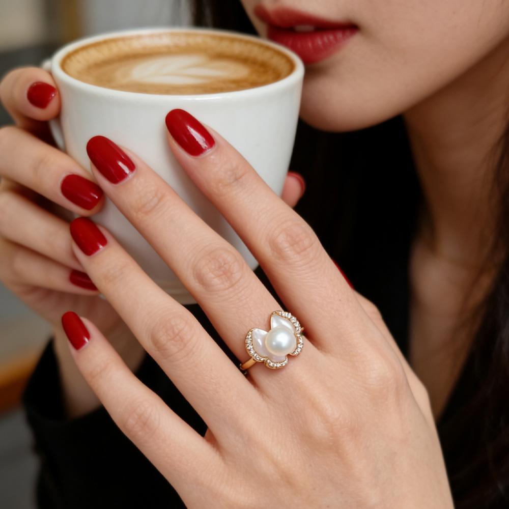 seniko Natürliche Süßwasser Perle Ringe Für Frauen Mode Weibliche Zirkonia CZ Blume Ring Perle Schmuck Einstellbare Ring